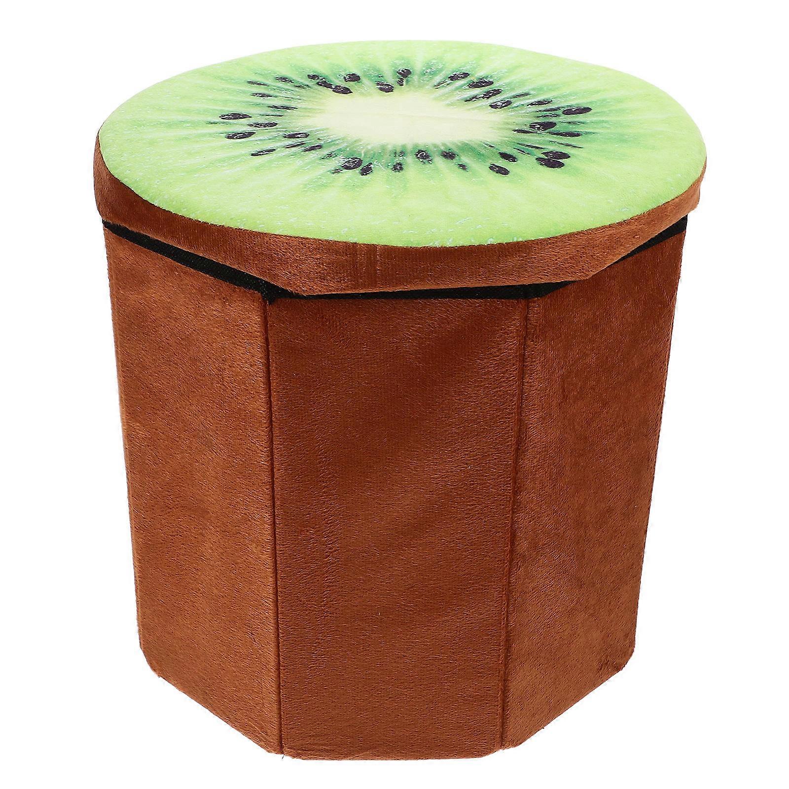 Fruit Folding Storage Organizer Ottoman Stool for Sitting Small Kiwi Fruit Design