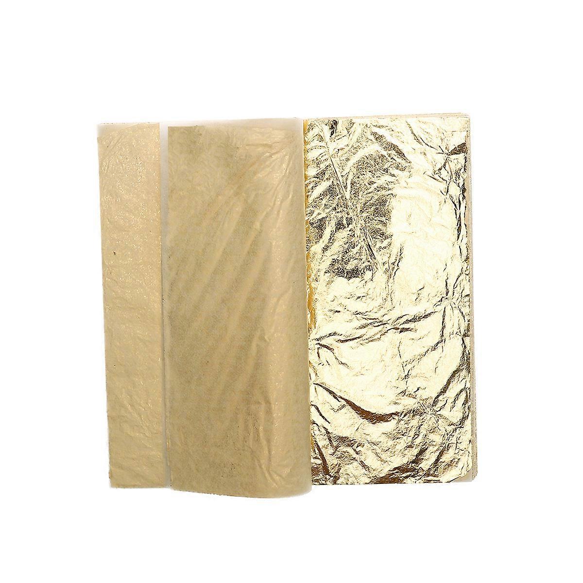 Golden Imitation Gold Leaf Sheets for Art Decoration 100 Sheets Pack