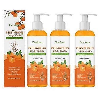 3 x 120 ml Kaki-Seife für ältere Menschen, duftend nach Kaki, Duschgel gegen Körpergeruch, für alle Hauttypen