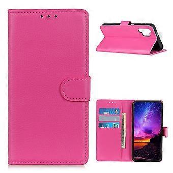 Capa de Telefone de Couro com Design Folio Flip Litchi Skin Capa Protetora com Carteira para Samsung Gala
