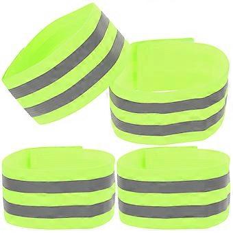 Pulseiras refletoras de alta visibilidade para corrida, conjunto de 4 unidades, práticas e verdes.