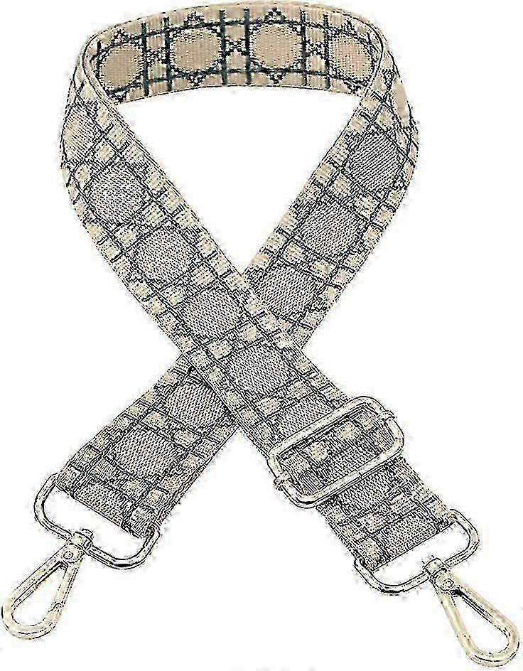 Adjustable Wide Shoulder Bag Strap - Grid Pattern