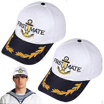 2pcs Matching Captain Boating Baseball Cap Sailor Navy Hat Decorative Captain Baseball Cap