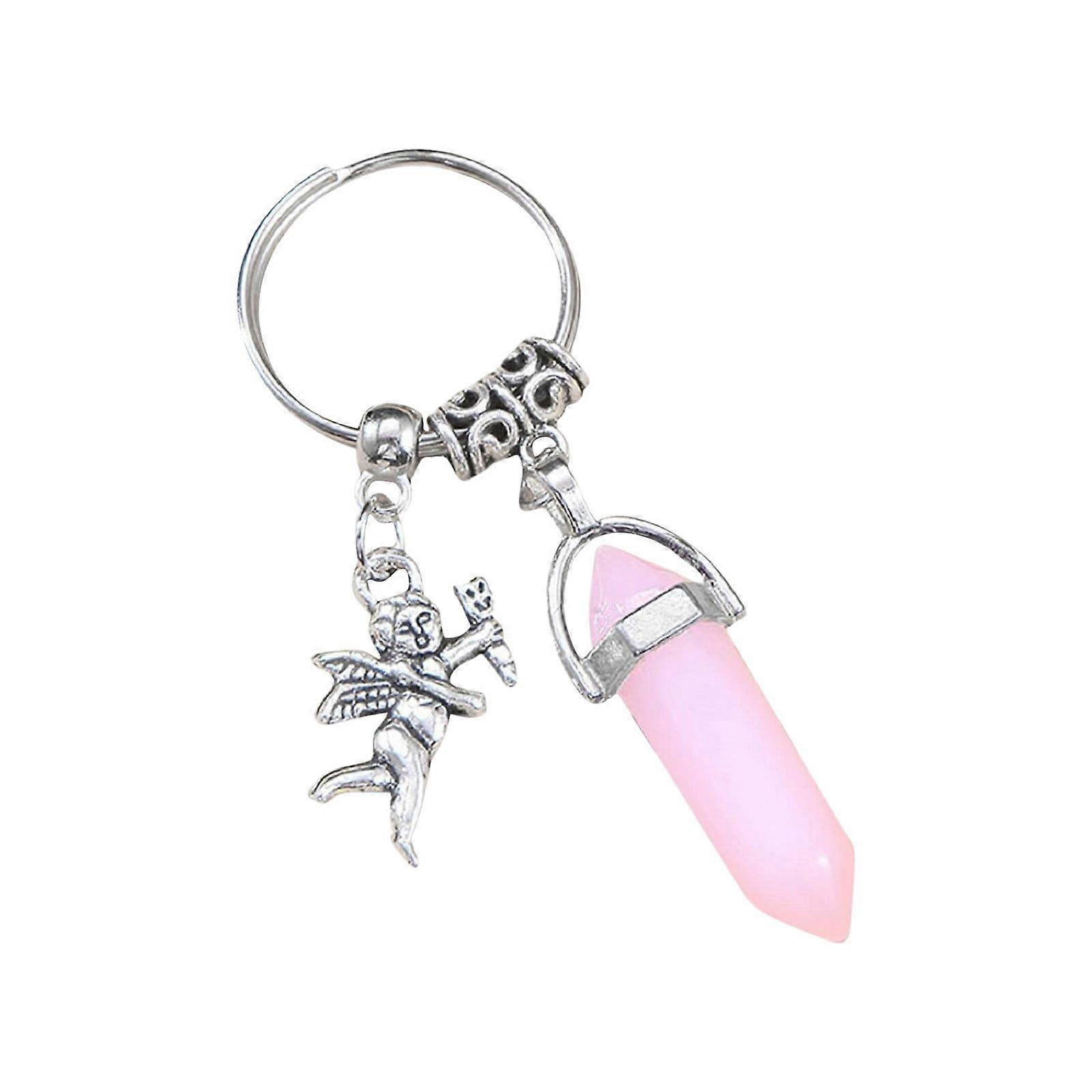 Keychain Accessories Hexagonal Gemstone Keychain Chakra Healing Crystals Stone,