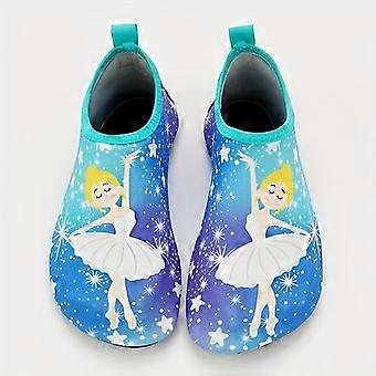 Girls' Quick-Dry Non-Slip Water Shoes, Lightweight Slip-On Beach Shoes with Unicorn Rainbow Star Heart Patterns, TPR Sole for Swimming Pool
