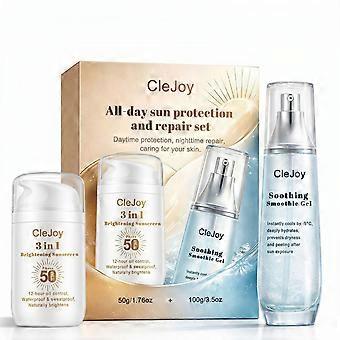 SPF 50 Sunscreen Face Set with Cooling After Sun Gel, Water Resistant Sun Protection and Skin Soothing Care, Oil Control Daily Sunscreen Duo for Outdo