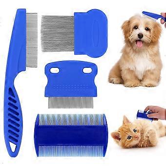 Floh- und Läusekamm für Hunde. Fellpflegekamm für Hunde und Katzen, Kamm zur Entfernung von Tränenflecken, Feinzahn-Pflegewerkzeug (4-teilig)