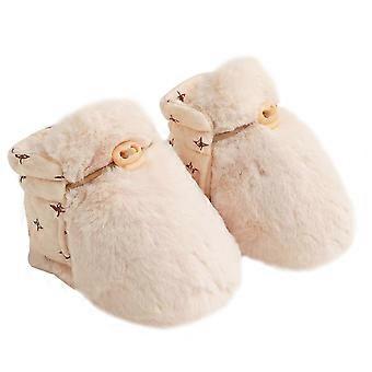 Baby Shoes Drill Bit Soft And Warm Non-slips Brown Pink White Khaki Cartoon Plush Cotton 1 Pair