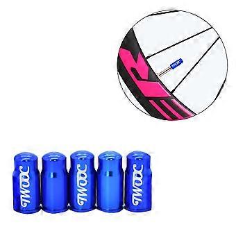 Caps for Bike Tyre Valve Aluminium Alloy French Style 5Pcs Blue Set