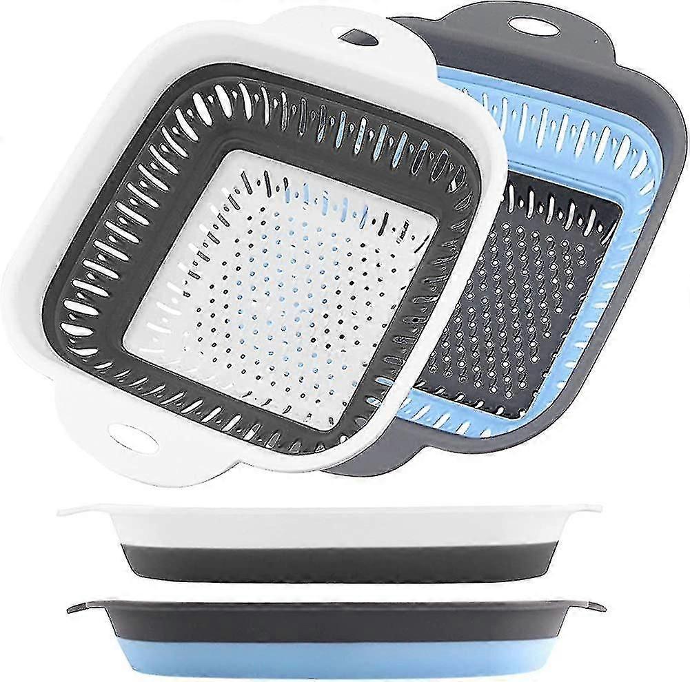 2pcs Collapsible Square Silicone Kitchen Strainers