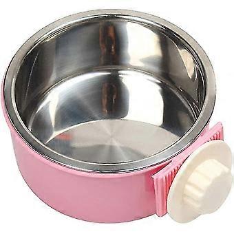Fixed Cage Stainless Steel Pet Bowl 1 Piece Pink
