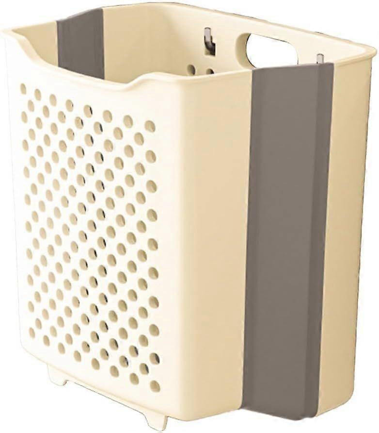 Large Capacity Foldable Wall Mounted Plastic Laundry Basket for Efficient Sorting and Organization (Ice Cream)