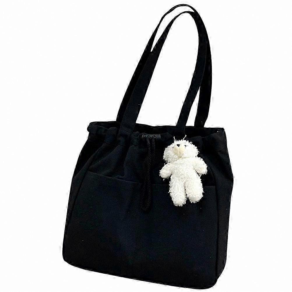 Women's Large Canvas Drawstring Tote Shoulder Bag