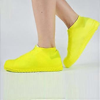Waterproof Emulsion Shoe Covers for Men and Women Universal Fit Shoe Protector for Outdoor and Indoor Reusable Non-Slip Guard, Yellow