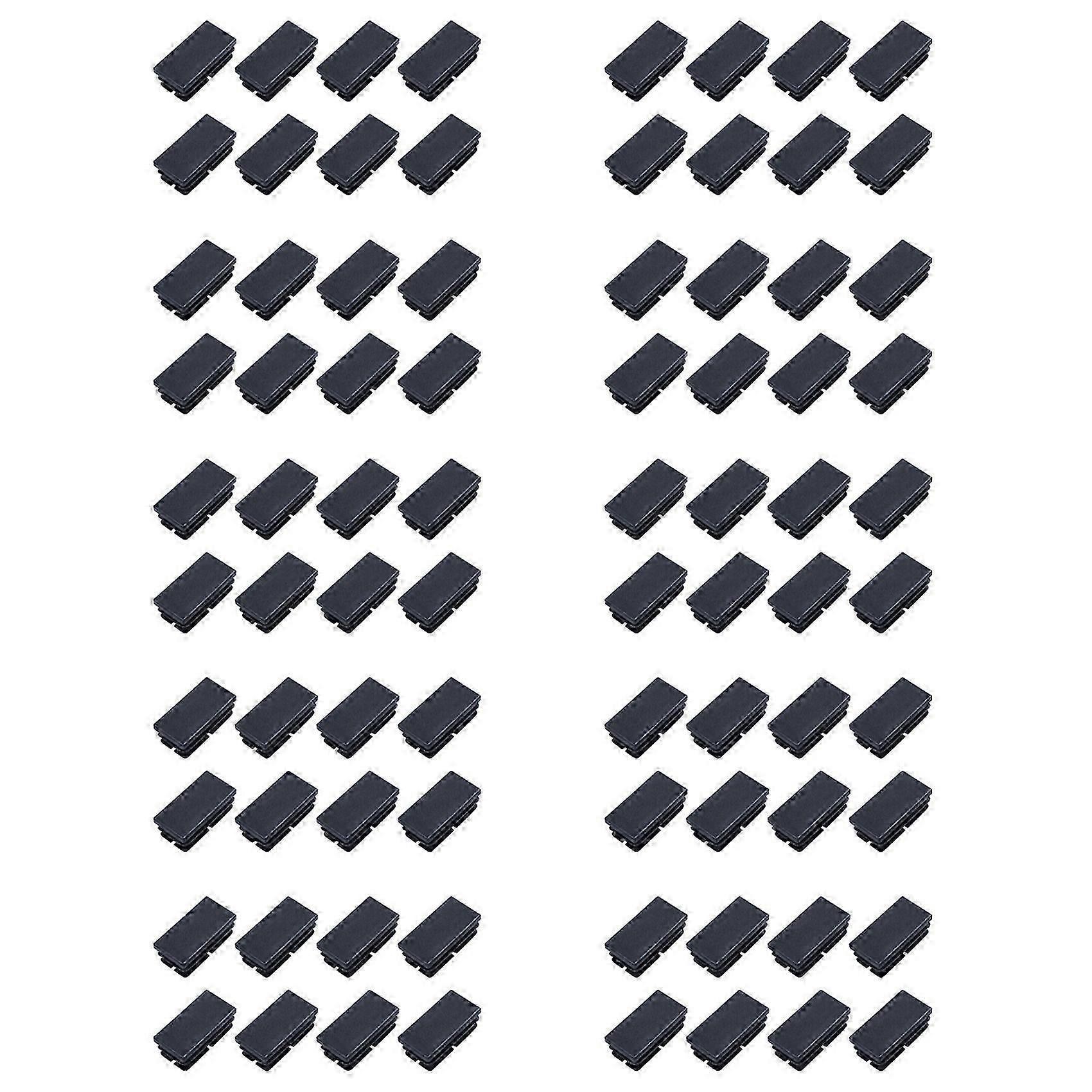 80 Pcs Black Plastic Rectangular Blanking End Caps Inserts 20mm X 40mm