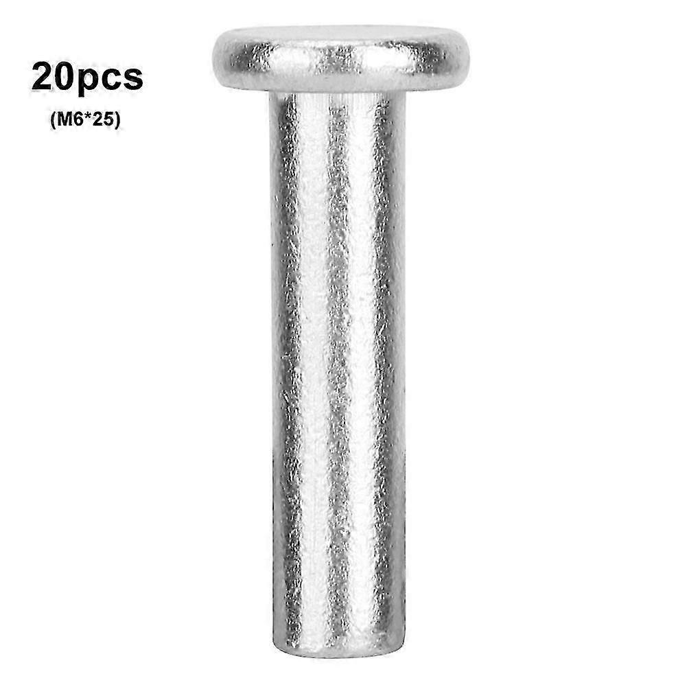 20pcs Flat Head Aluminum Rivets GB867 M6 (M6 * 25) Solid Type