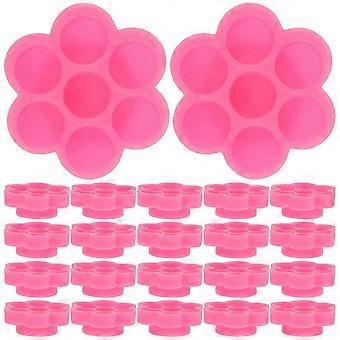 Disposable Eyelash Glue Holders 200pcs Pink Plastic Adhesive Liquid Cups for Lash Extension Nail Art Makeup