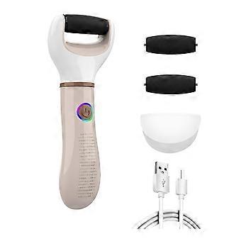 Electric Foot File Callus Remover with 2 Replaceable Roller Heads, Non-Slip Grip and USB Charging for Heel Use  Pink