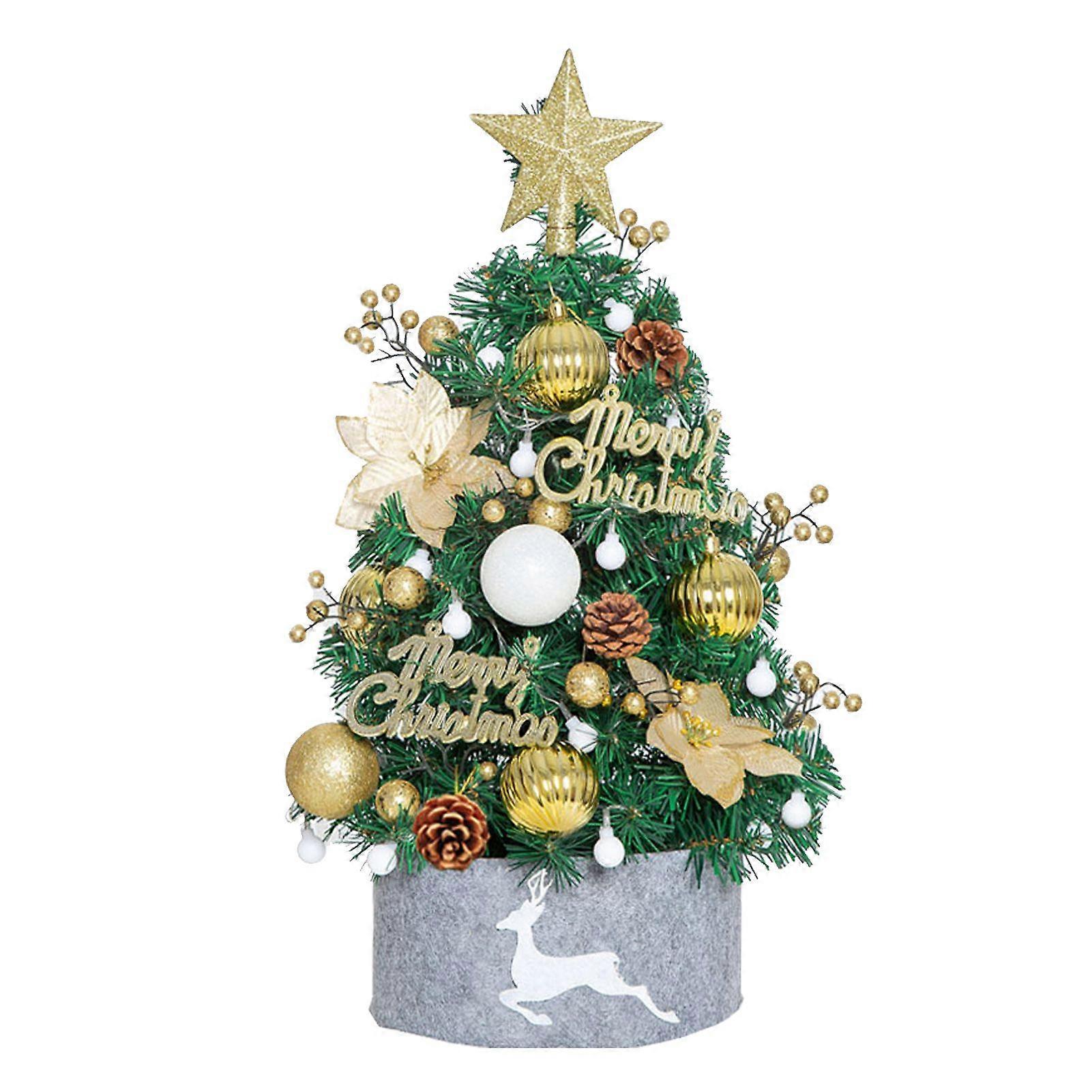 Mini Gold Christmas Tree, LED-Lit, 8-Mode Tabletop Decor