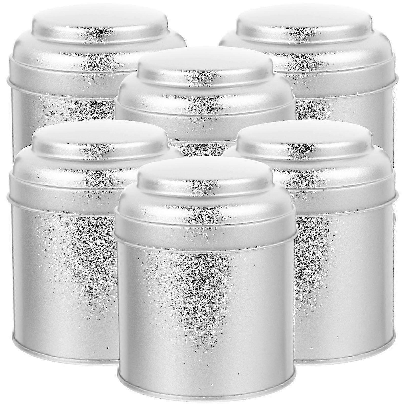 Tea Leaf Canister Silver for Storage 6Pcs Multi-Function Tinplate Containers xt919