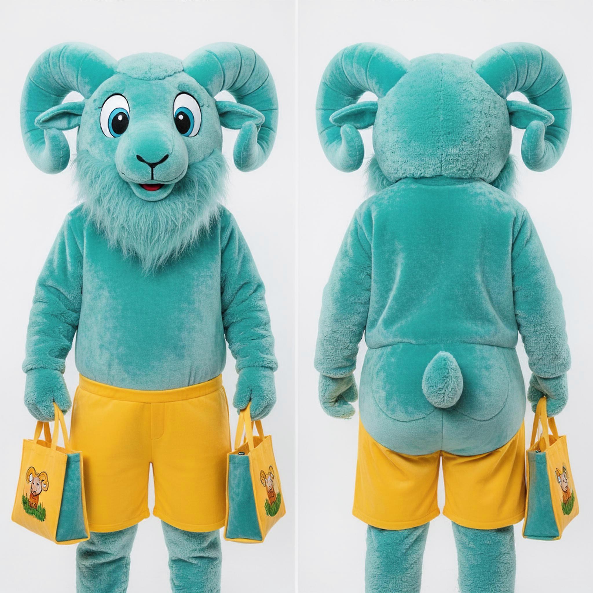 MASTICOT Turquoise Cartoon Ram Mascot