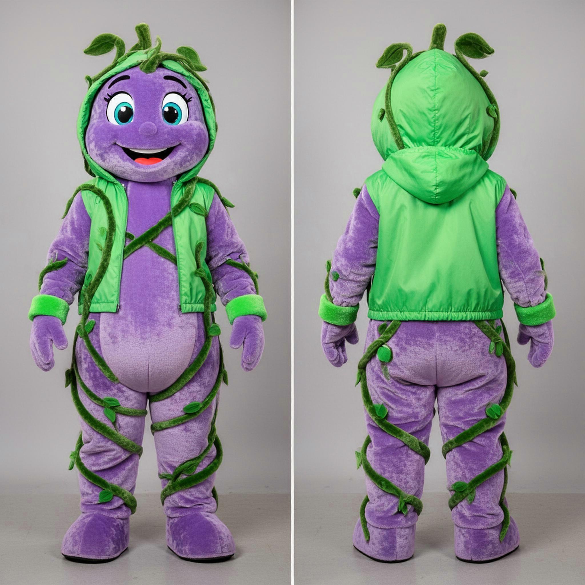 MASTICOT Lavender Cartoon Beanstalk Mascot
