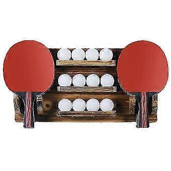 Wall-Mounted Ping Pong Paddle Rack in Coconut Brown with Installation Kit compatible with Game Room LF