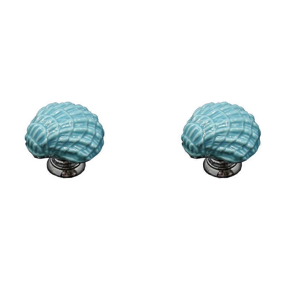 Drawer Knobs Cabinet Cartoon Shell Ceramic Door Knobs for 4Pcs Blue