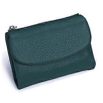 Unisex Pebble Leather RFID Wallet with Dual Zipper Compartments, Compact Bifold Design for Coins and Cards