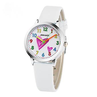 Veeki Children's Watch Girls 3D Printing Love Watch Casual Leather Quartz Watch for Boys and Girls Birthday GiftsWhite