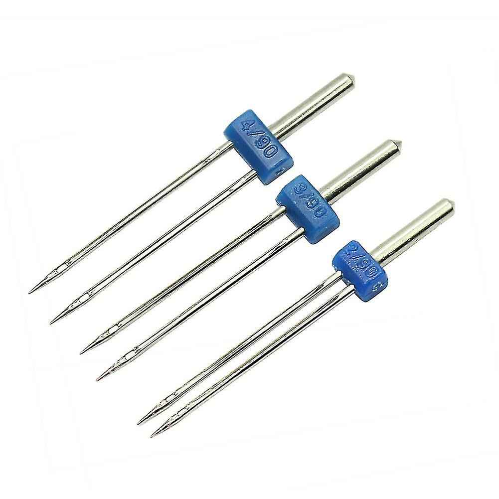 9 Pcs/set Double Stitch Needles 3 Different Sizes Ballpoint Twins Needles Stretch Twin Needle Pins