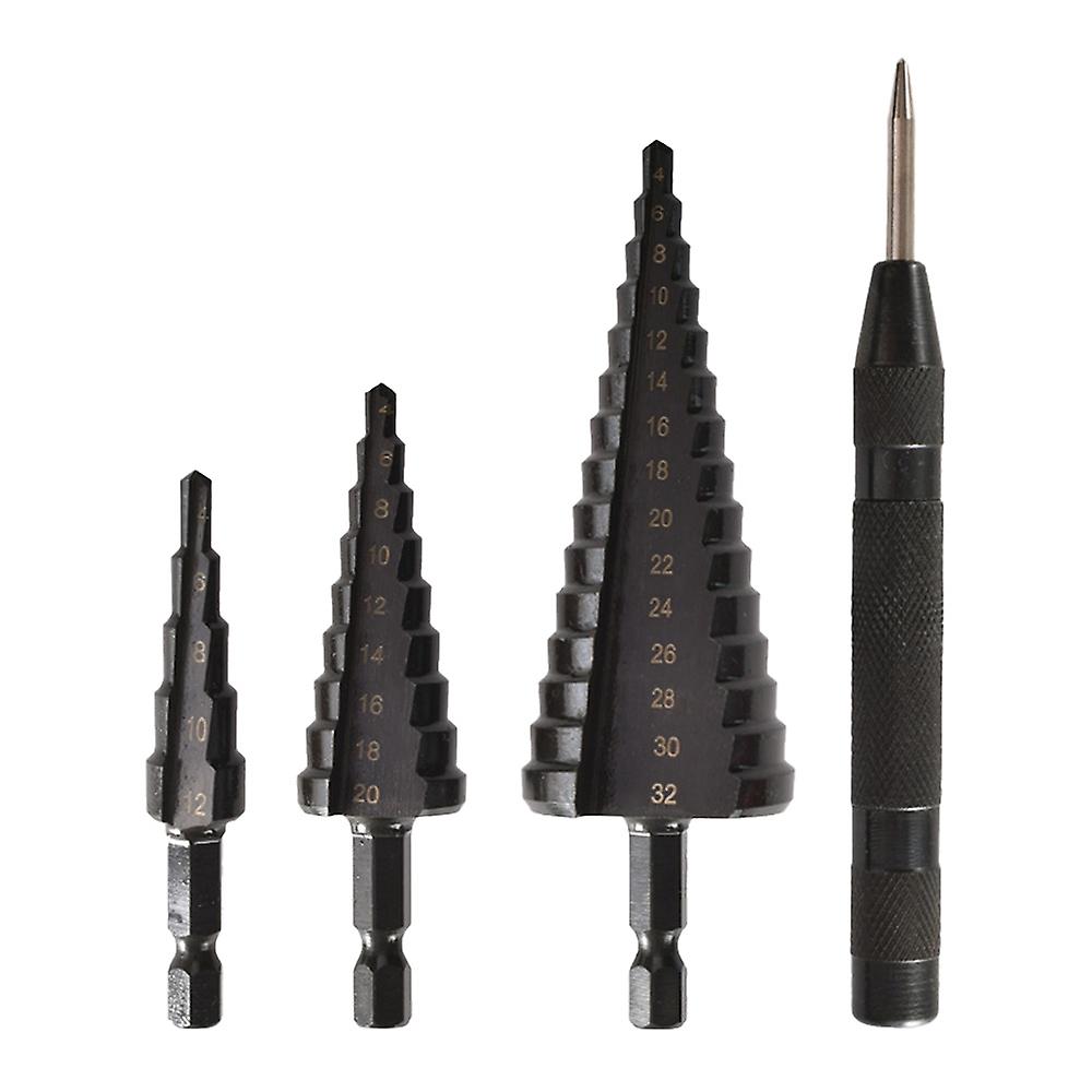 4pcs Drill Bit Set Practical Black Nitride Coated Metal Drilling Bits Kit