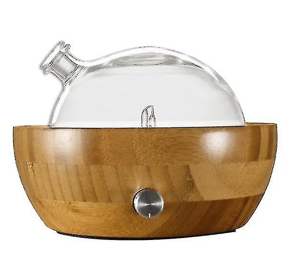 Bamboo Glass Essential Oil Aroma Nebulizing Diffuser, Aromatherapy Diffuser With Led Night Light No Heat Water For Spa Hotel