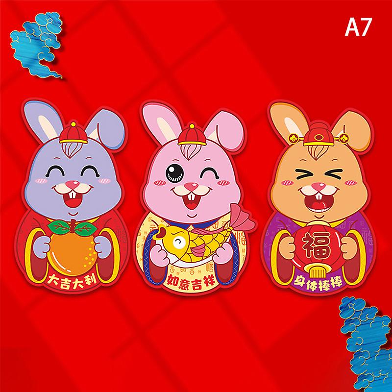 3pcs 2023 Chinese Spring Festival Rabbit Year Red Envelopes New Year Red Packet