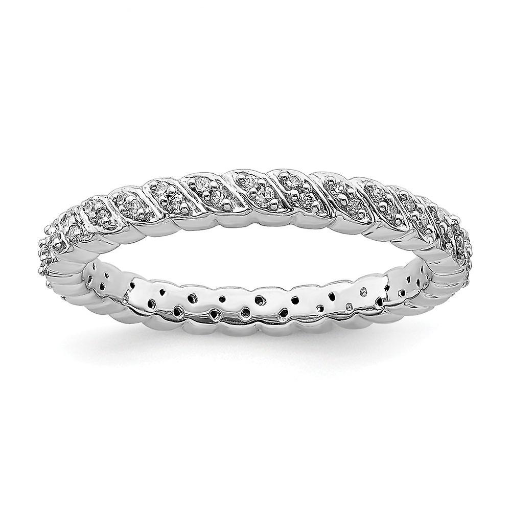 2.5mm 925 Sterling Silver Prong set Stackable Polished Diamond Ring-Stackable-Ring for Women - Ring Size: 5 to 10