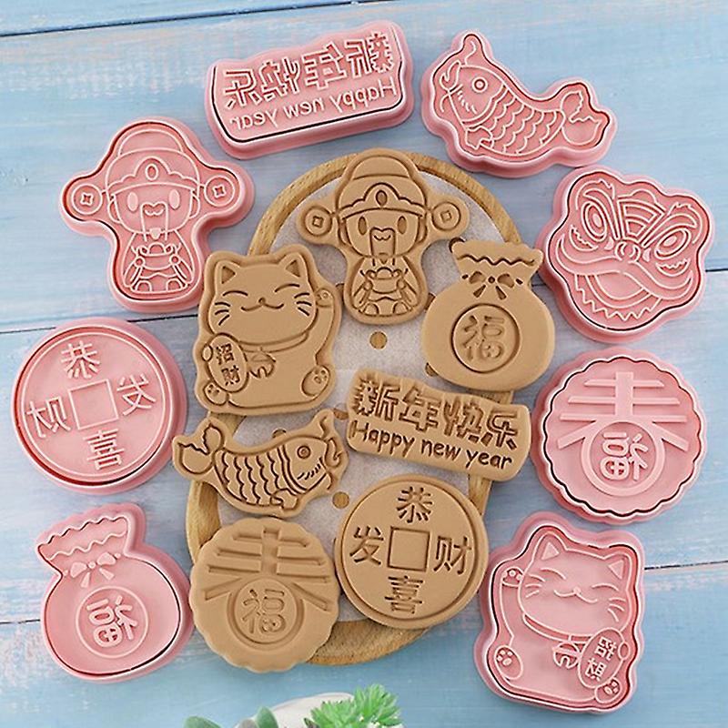 8pcs Spring Festival Cartoon Cookie Molds 3d Biscuits Molds Kitchen Tools