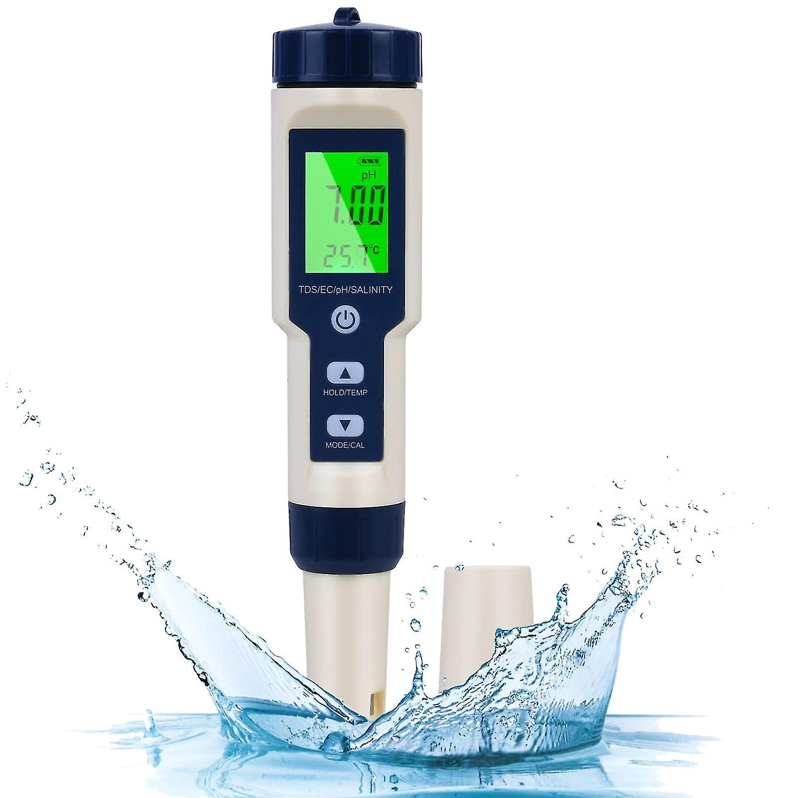 Ph Meter, 5-in-1 Ph / Tds / Ec Temperature Tester With Backlight, 0 -14 Ph Measuring Range 0.1 Ph Accuracy, Ph Value Meter Pool Drinking Water Swimmin