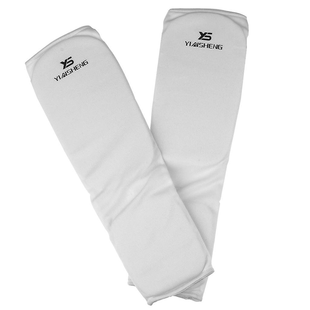 טאקוונדו קראטה MMA Shin Instep Protector רגל מגן רגל כרית בד L לבן