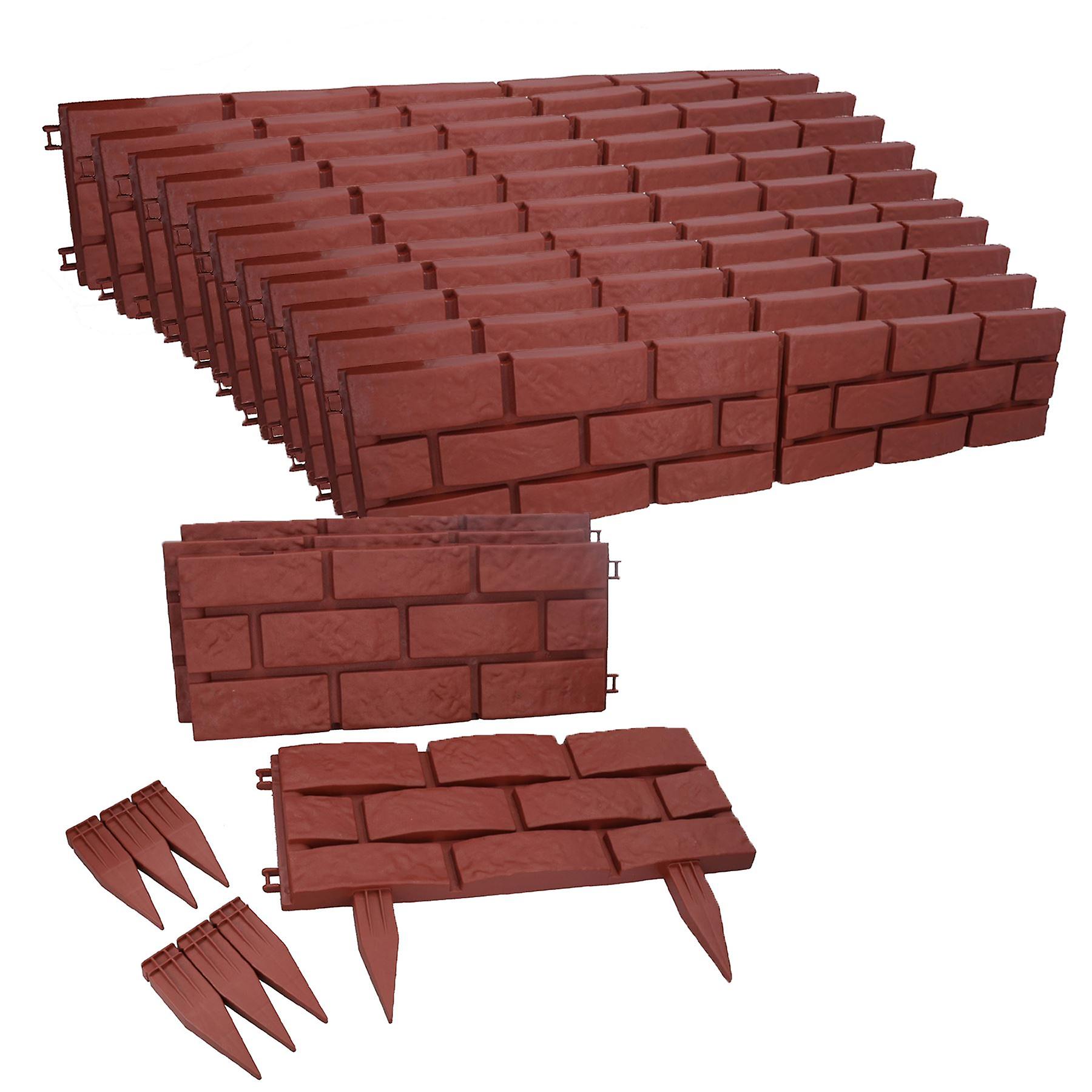 Brick Effect Garden Lawn Edging Border Bordering Separator ABS Plastic 10.56m