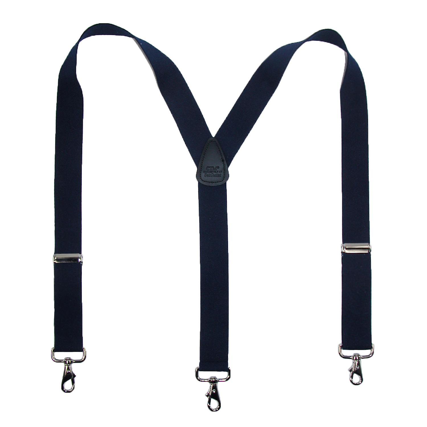 CTM Elastic Solid Color Suspender with Metal Swivel Hook Clip End (Men)