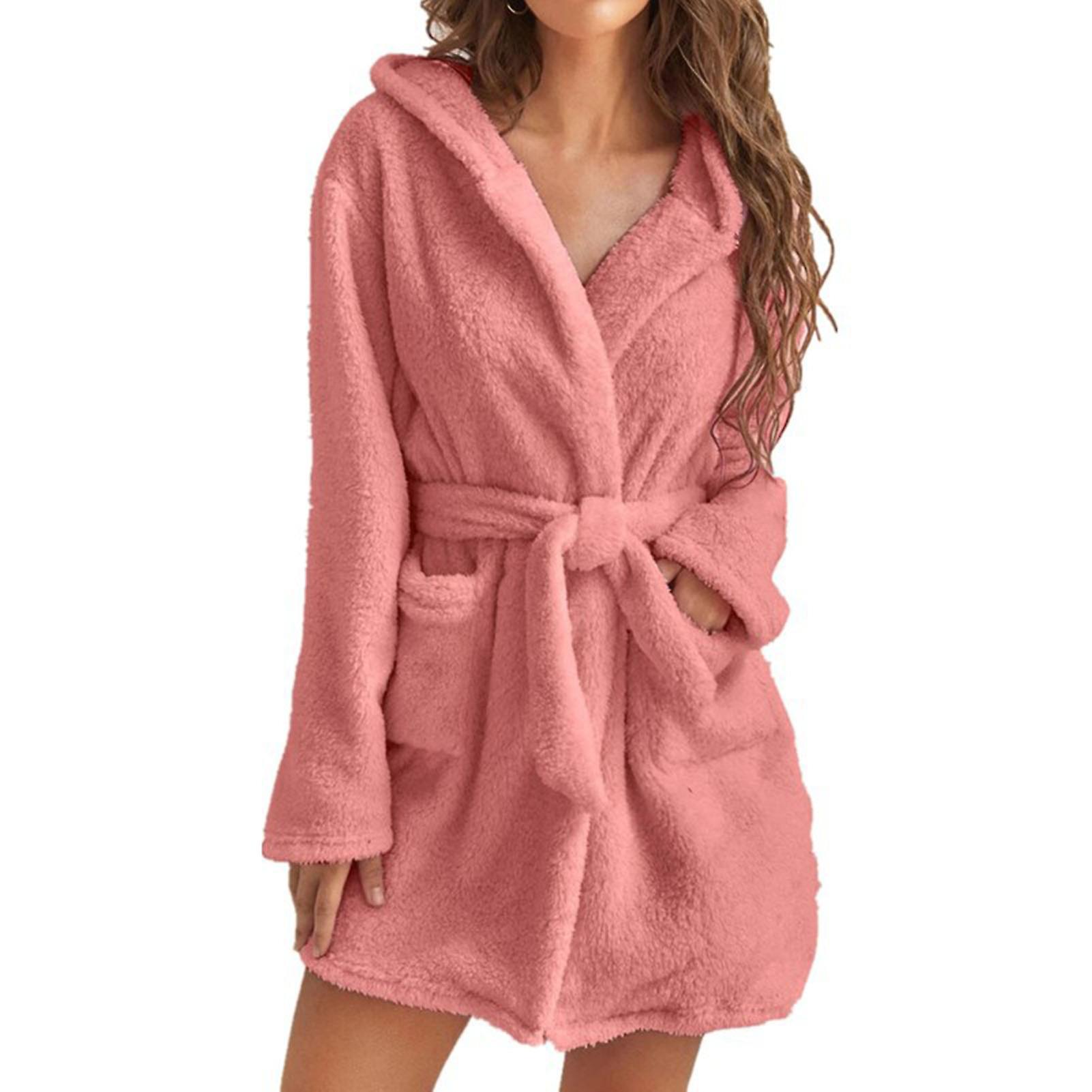 Lightweight Plush Cloth Bathrobe Comfortable Plush Warm Rompers for Women Girl Female