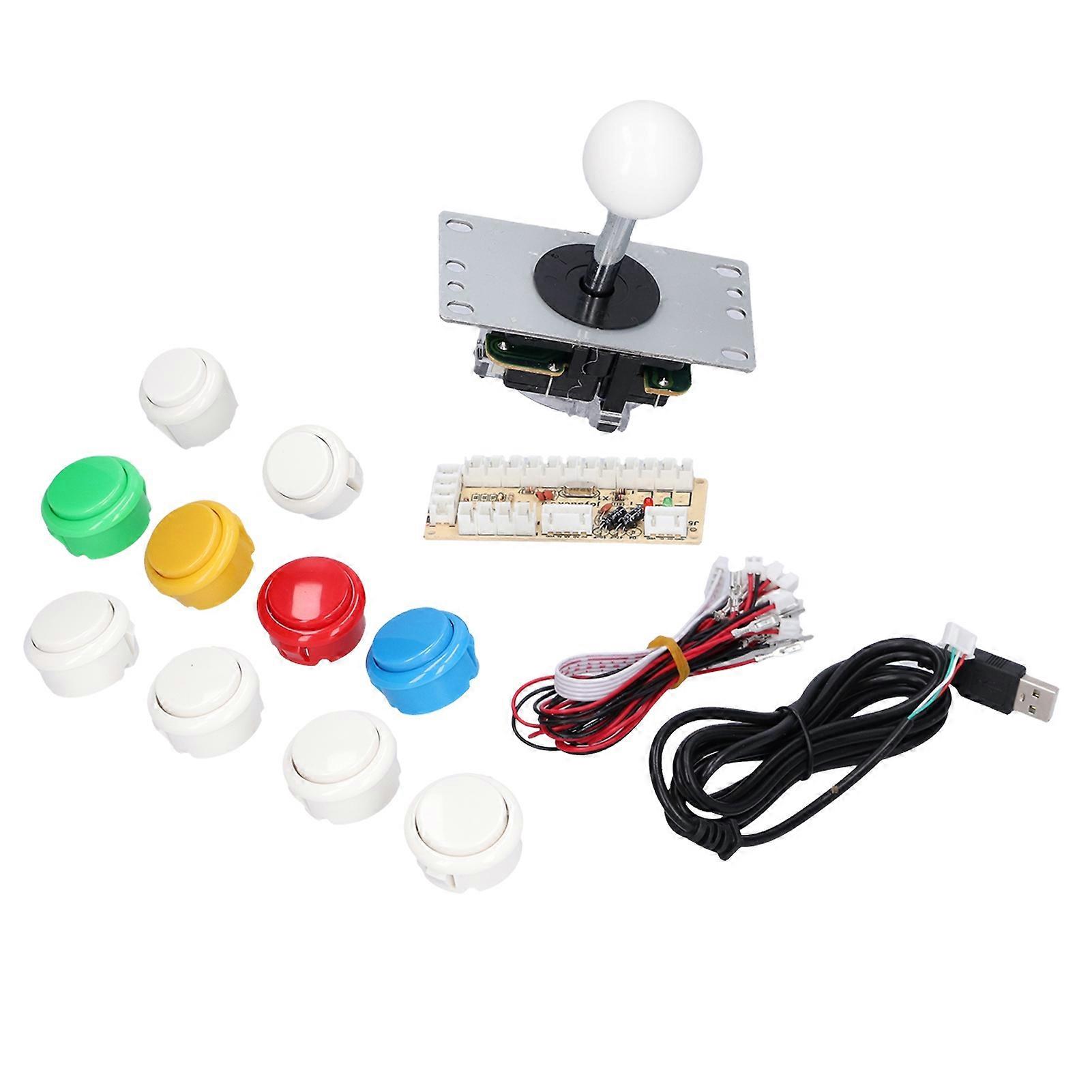 DIY Single Electroplating Rocker LED Buttons Set White for Arcade Console