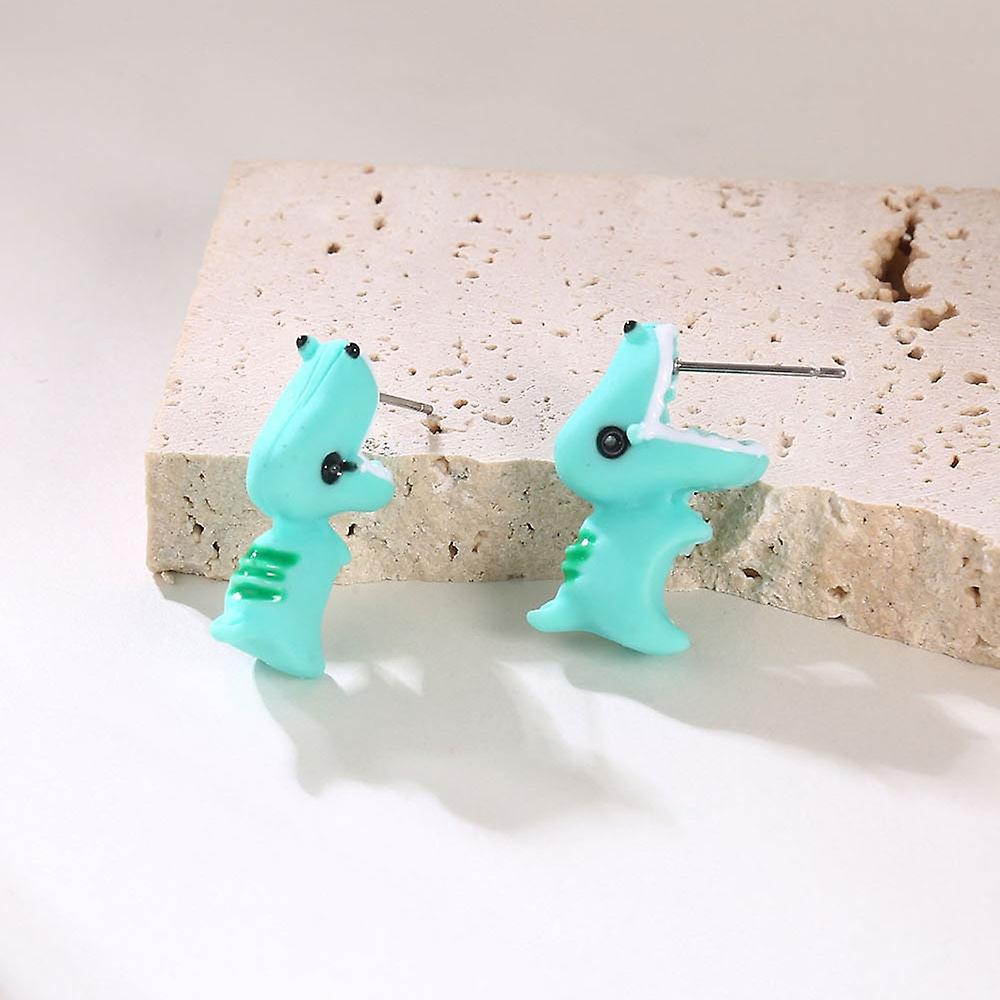 Women earring girl stud ear Drop 1Pair Cute Animal Biting Cartoon Shark Dinosaur Resin Ear s Bite Fu