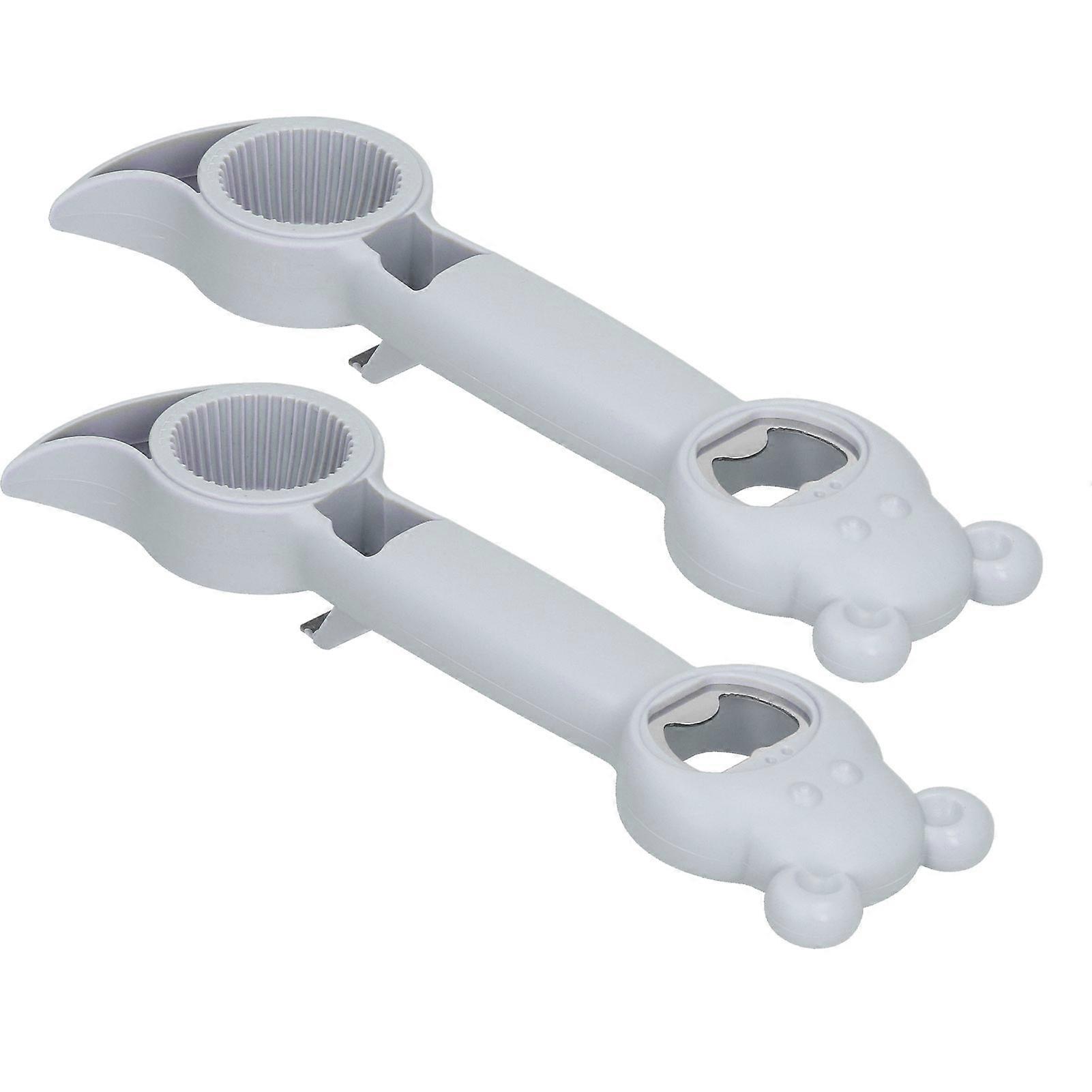 2Pcs 4-in-1 Portable Manual Can & Bottle Opener Gray 21cm