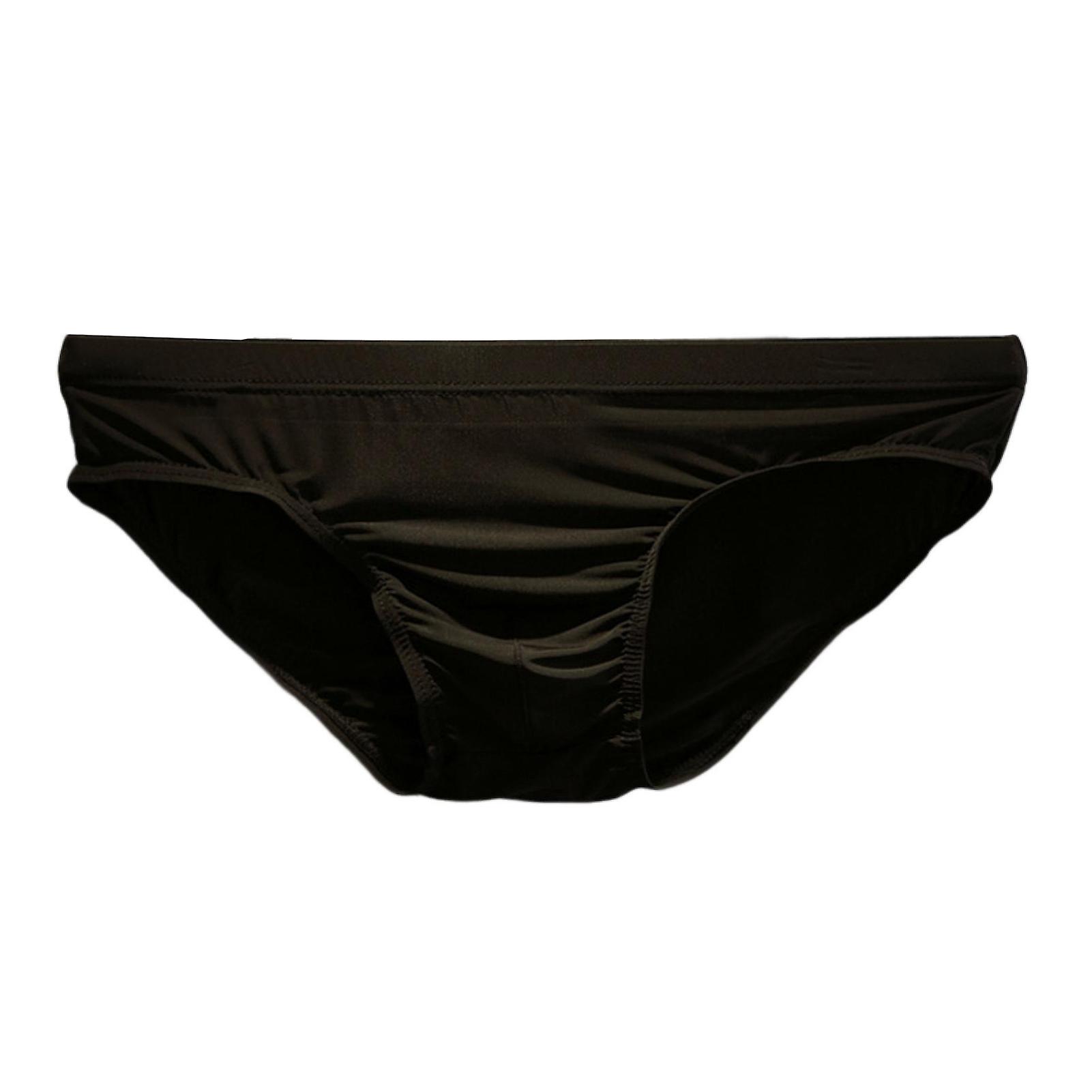 Hommes Slips Ice Soie Taille Basse Couleur Unie Ultra Mince Sans Couture Séchage Rapide Sous-Vêtements Culotte Sous-Vêtements