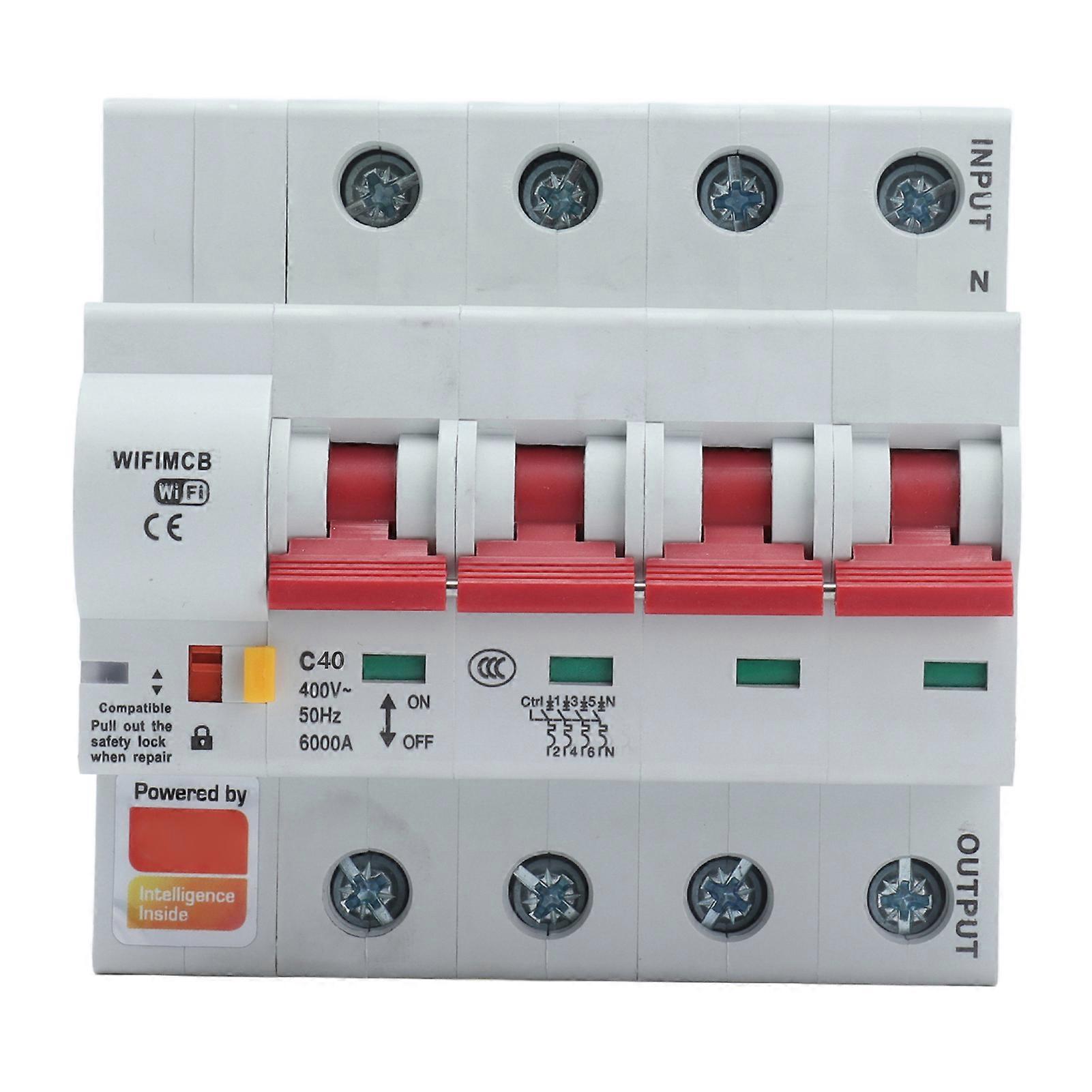 Circuit Breaker Smart WiFi Bluetooth 4P Remote Switch AC 400V with Safety Lock for Home40A