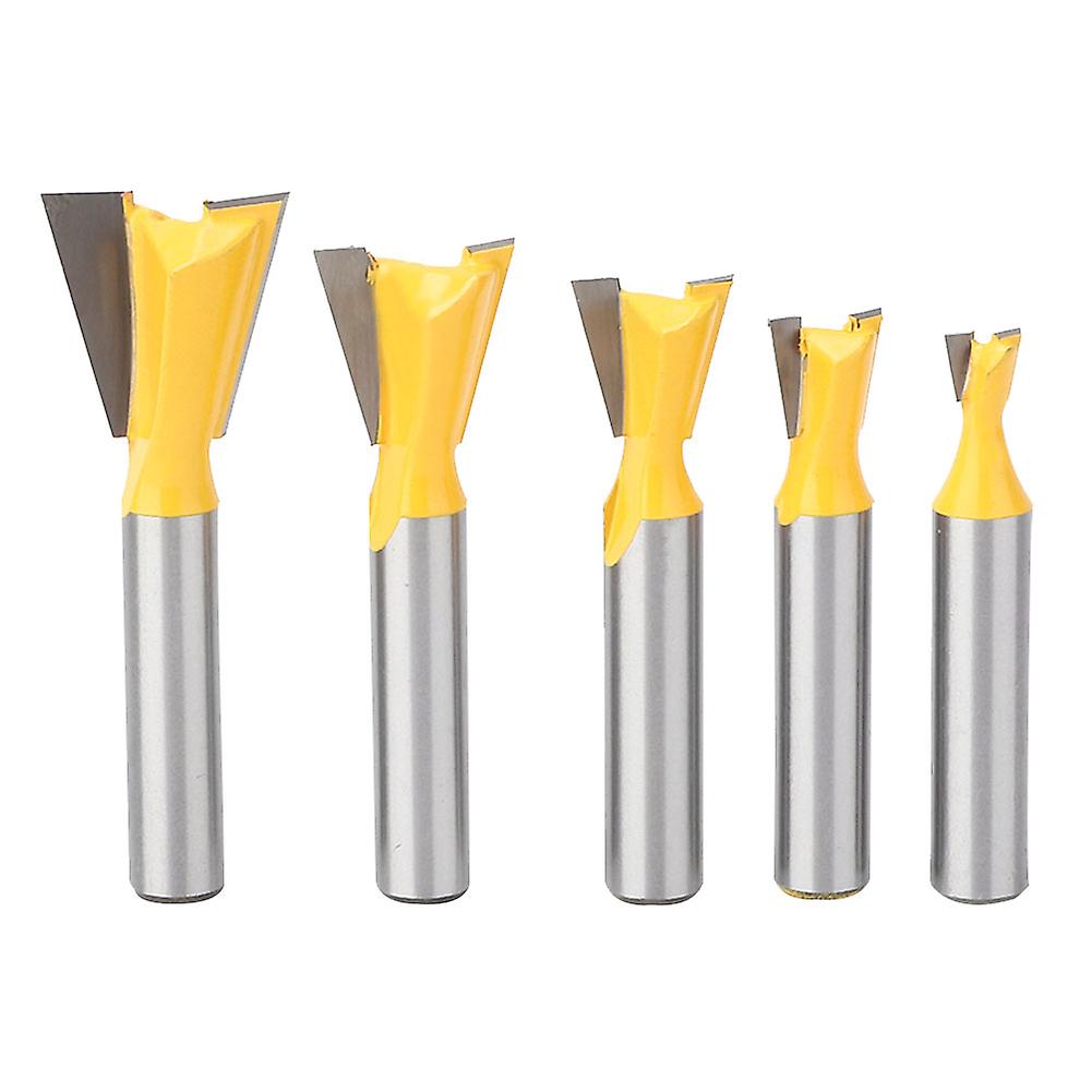 DEWIN 5PCS Dovetail Router Bit, Milling Cutter Cemented Carbide 25mm Diameter 6 Flutes Dovetail Straight Shank for Lathe