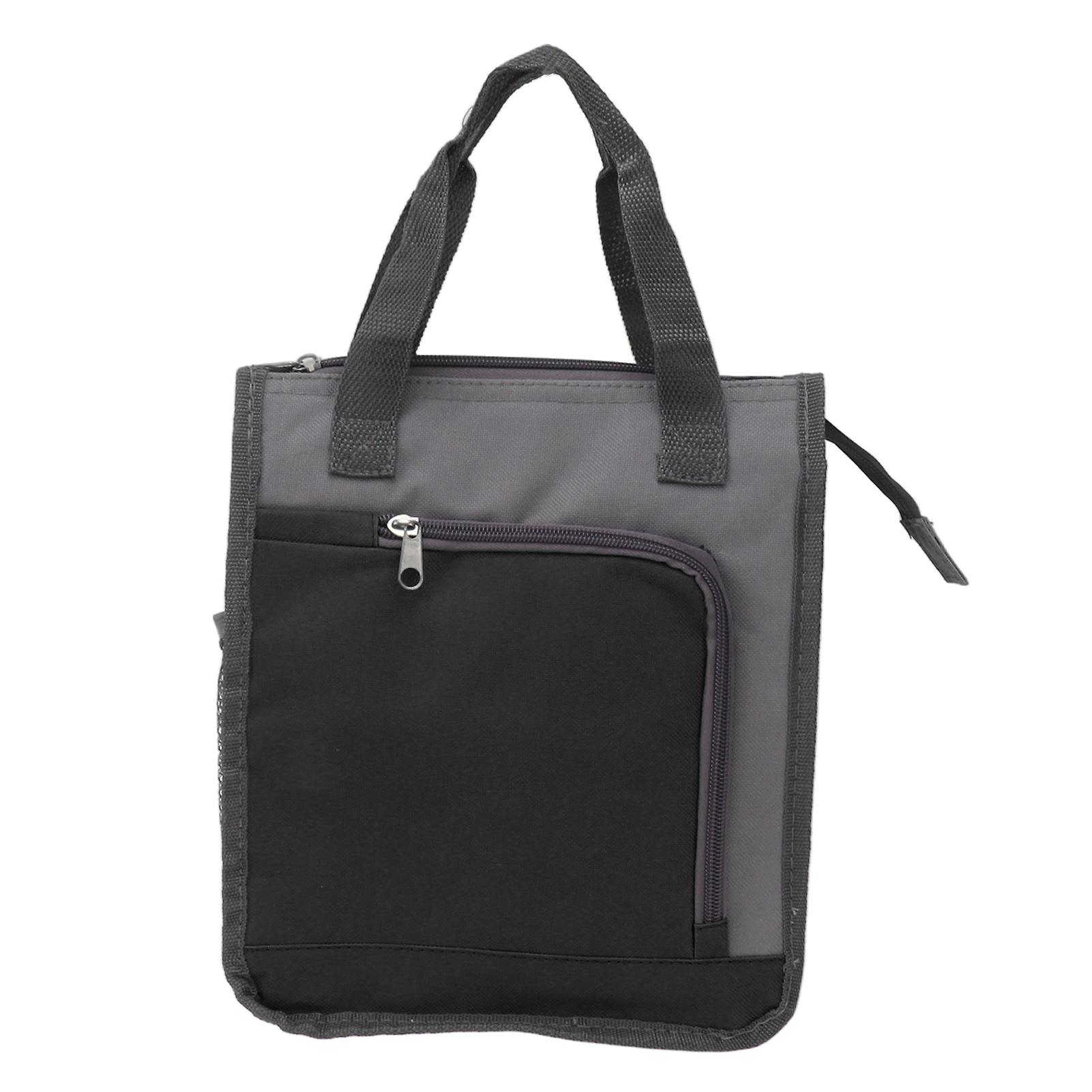 Black Insulated Reusable Grocery Bag with Wide Handle for Work and Outdoor Use
