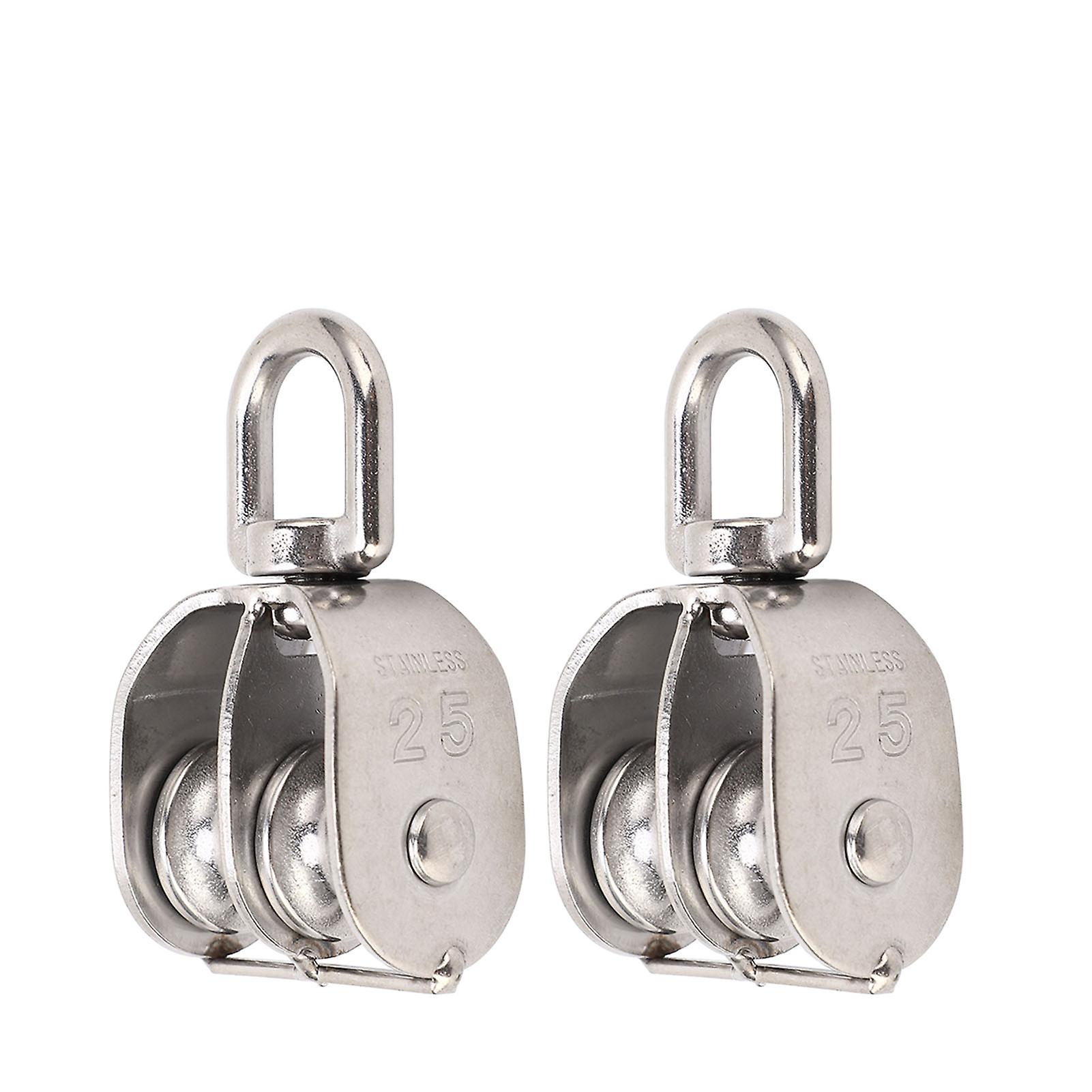 Risegun Two M25 Double Pulley Blocks for , Double Pulley Blocks, Stainless Steel Pulley Wheels, Heavy Rotating Pulley Blocks with a Capacity