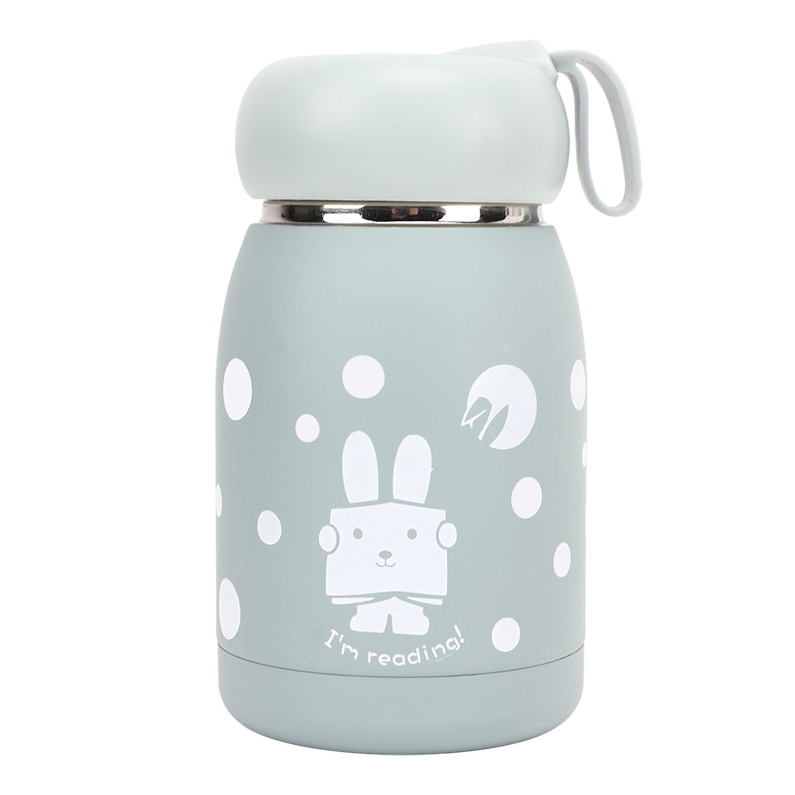 Children's Insulation Cup 12oz Double Wall Portable Rabbit Pattern Insulated Water Bottle for Travel Blue